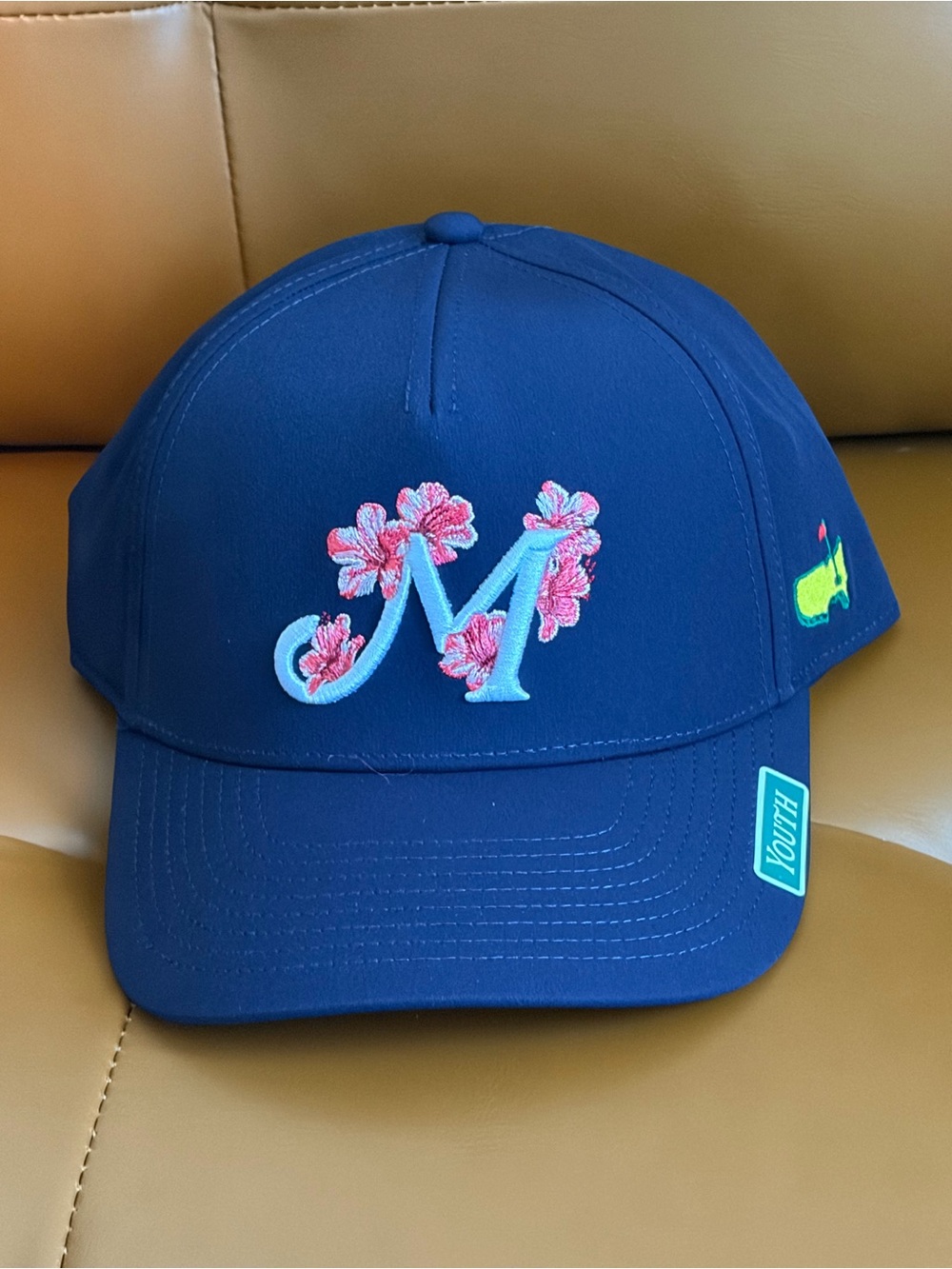 Navy Floral Embroidered 'M' Baseball Cap